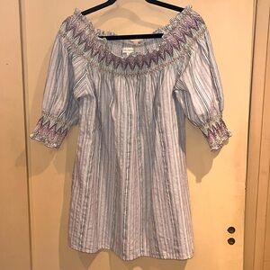 Velzera tunic top with short puffed sleeves, off the shoulder w/ embroidery 1XL